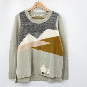 Woolrich gray landscape lamb crew neck sweater